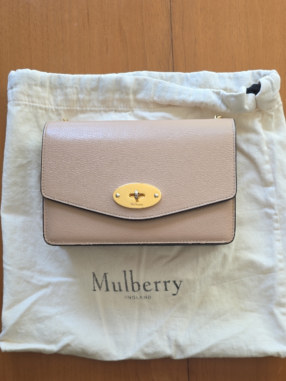 Mulberry Leather Flap Crossbody in Pale Blush